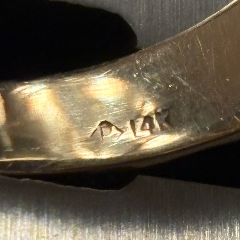 14k Gold Nugget Design Blue Prong Set Stone - Picture 11 of 15
